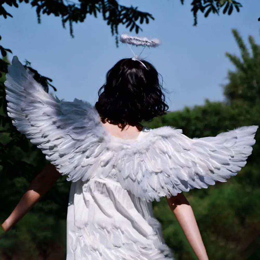 Ailes D'Ange En Plumes Roses - Déguisement, Costume Fête, Cosplay, Décoration Noël - Taille 45x45 Cm - 7