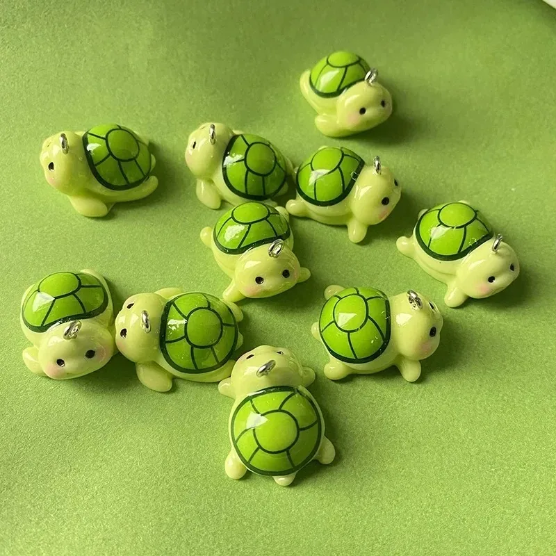 10개 귀여운 3D 작은 거북이 레진 참 장식품 귀걸이 키체인 DIY 장 보석 만들기