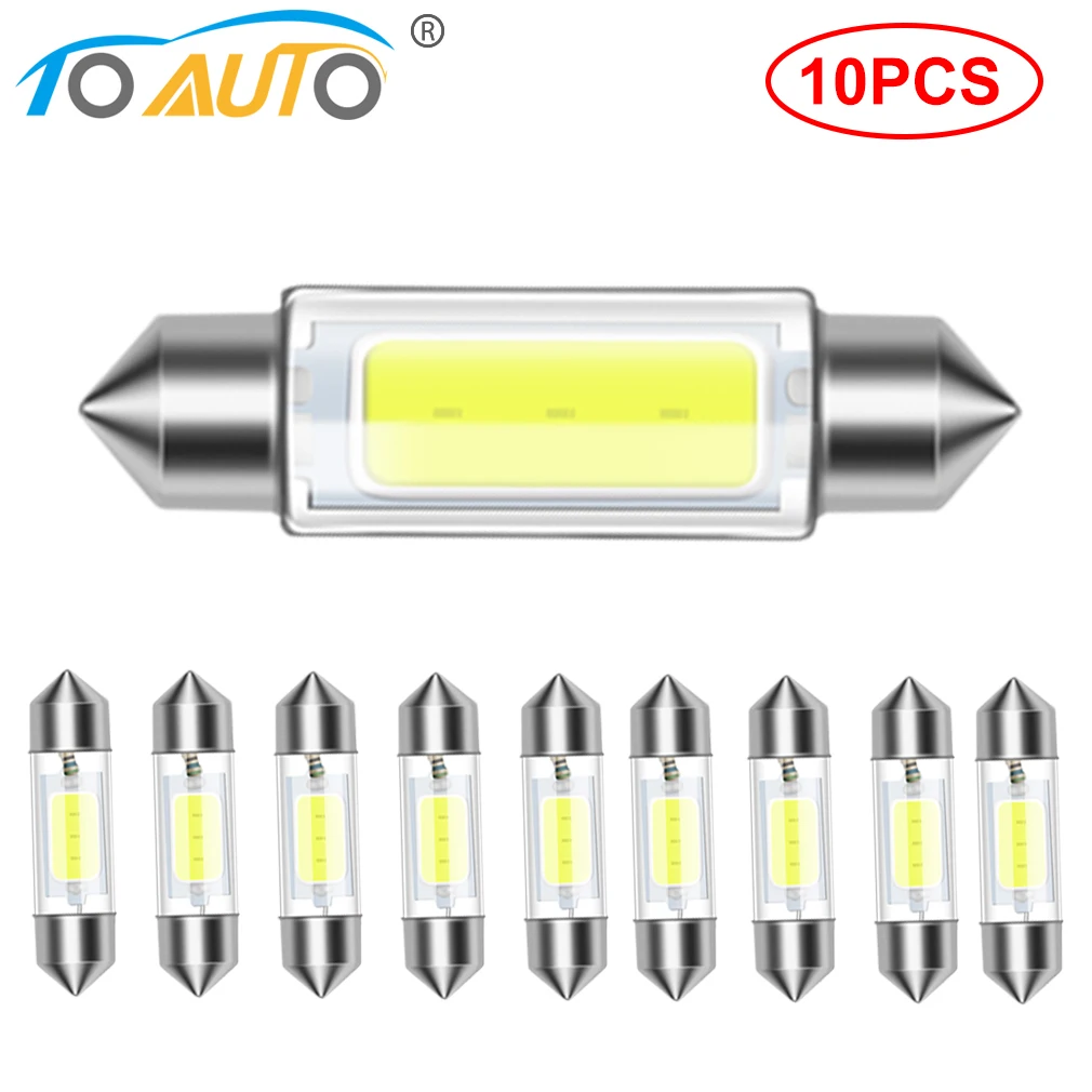 

10 PCS Car LED Festoon Dome 31mm 36mm 39mm C5W LED Interior Car Light Bulbs White Reading License Plate Lamp led Light Bulb 12V