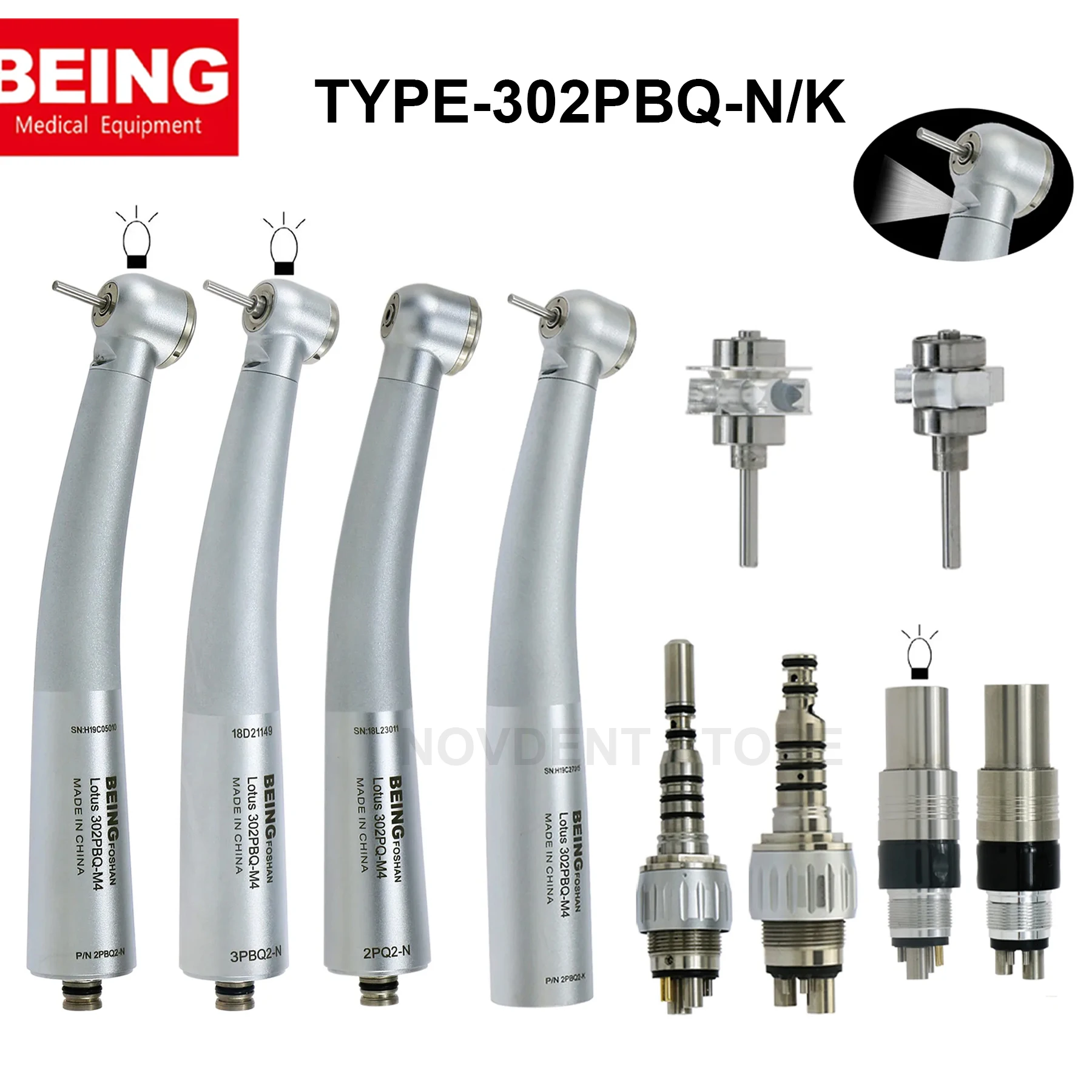 

302PBQ-K/N BEING Dental Ti-Coated Fiber Optic Handpiece fit LED Coupler 4/6 Holes Quick Coupler fit for KAVO MULTIflex