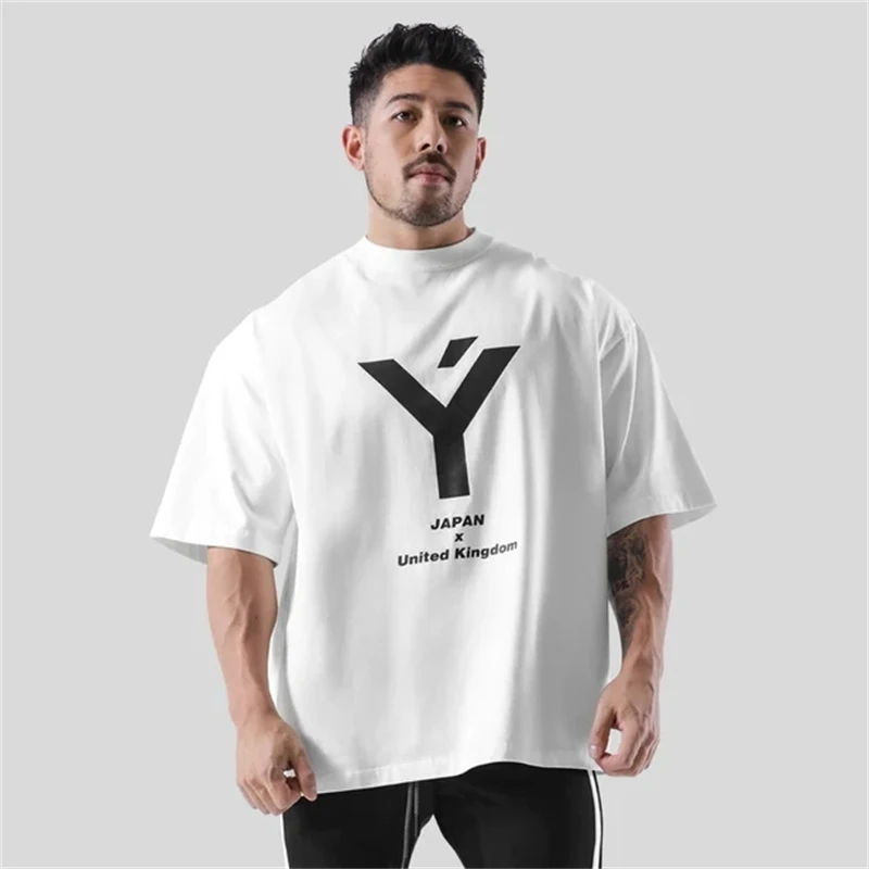 Green Summer Oversize Gym Accessories Fitness Sports Men's Short Sleeve T-shirt Fashion Casual Cotton Loose Elasticity Tees Tops 4
