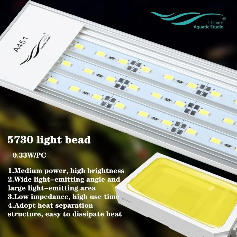 Aquarium LED Lighting Aquatic Plant Growth Cover Light with Dimming Controller Fish Tank Light