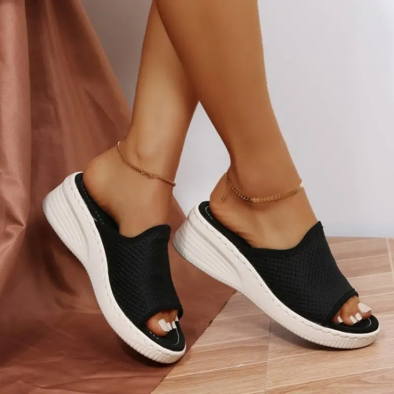 

Women Casual Beach Slippers Orthopedic Stretch Orthotic Sandals Female Open Toe Breathable Slides Stretch Cross Shoes Outdoor 42