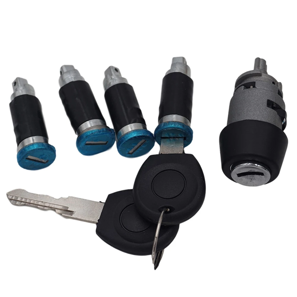 1 Set Interruttore Di Accensione 4 Porte Serratura Barile 2 Chiavi 701837205 Per T4 Caravelle Mk Iv 1990-2003 Transporter Double Barn