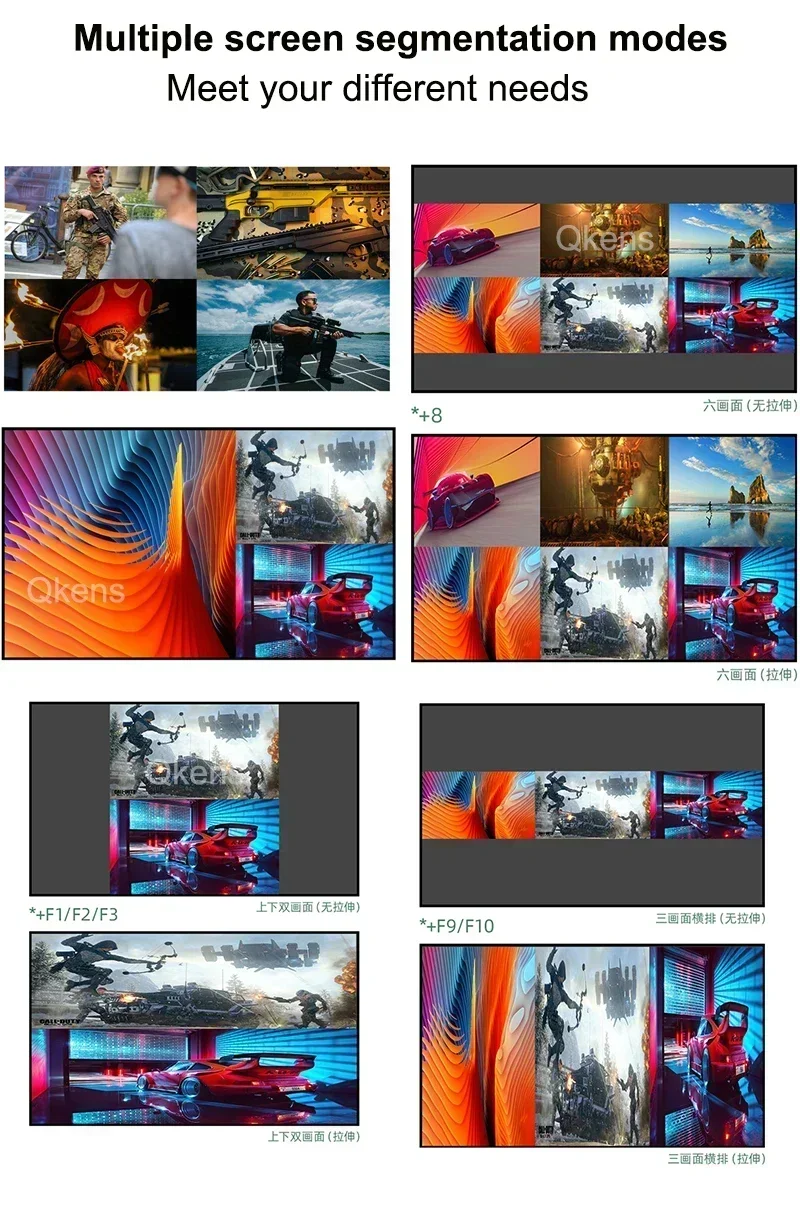 4K 6x1 HDMI 멀티뷰어 1080P 4x1 쿼드 스크린 멀티뷰어 원활한 스위치 비디오 멀티플렉서 USB 3.0 줌 인 아웃 180 ° PIP 회전