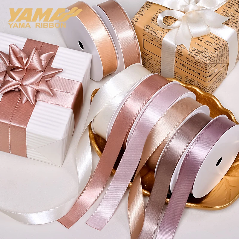YAMA-Single Face Satin Ribbon 100 Yards 25 28 32 38mm Brown for Party ...