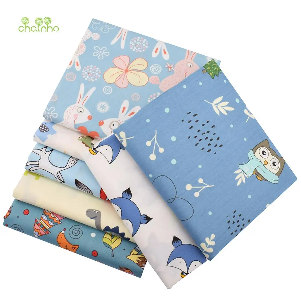 Chainho,Printed Twill Weave Cotton Fabric,DIY Sewing Quilting Material,Patchwork Cloth,Cartoon Series,2 Sizes,15C93