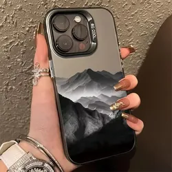 Colorful Mountain View Print Phone Case Cover - Or iPhone 12 Pro (Black 2G642)