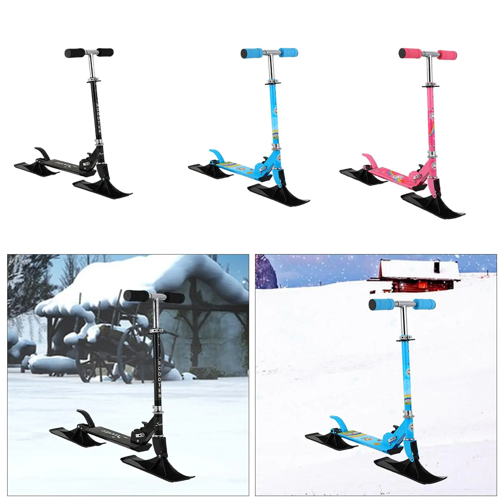 Kids Snow Scooter Portable Lightweight Balance Training for Boys Girls 2 Wheeled