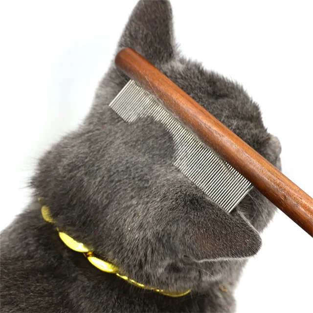Cat Comb Stainless Steel Pet Hair Remover Wooden Handle Solid Cat Hair Comb Pet Grooming Cleaning Tool Fleas Ticks Removal Tools Cat Comb Stainless Steel Pet Hair Remover Wooden Handle Solid Cat Hair Comb Pet Grooming Cleaning Tool Fleas Ticks Removal Tools