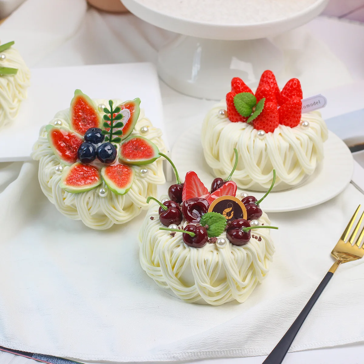 4 inch Simulation Cake Cream Birthday Cake Fake Model Dessert Baking Shop Window Display Samples Props Dessert Decor