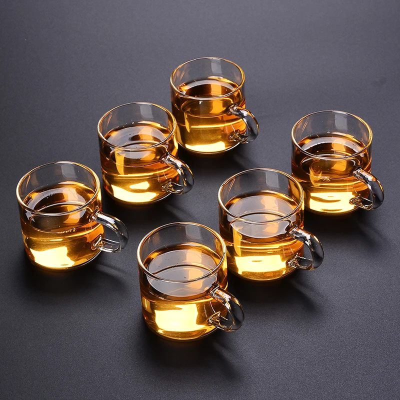 100ML Household Thicken Glass Teacup Heat Resistant High Temperature Explosion Proof Coffee Milk Rose Flower Tea Cups 6Pcs/Box