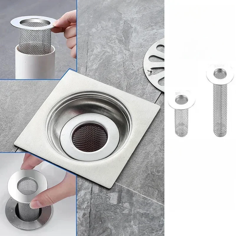 1/2pc Stainless Steel Anti-Clogging Anti-Pest Kitchen Tool Sink Strainer Floor Drain Filter Mesh Sealing Cover Food Hair Stopper