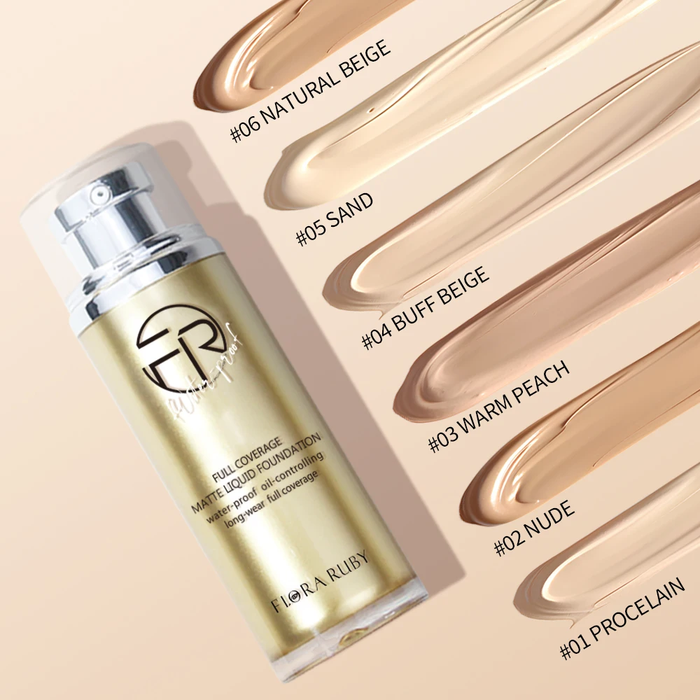 Liquid Foundation Makeup Whitening Waterproof Matte Coverage Foundation Concealer Cream Cosmetics Oil-Control Liquid Foundation 2