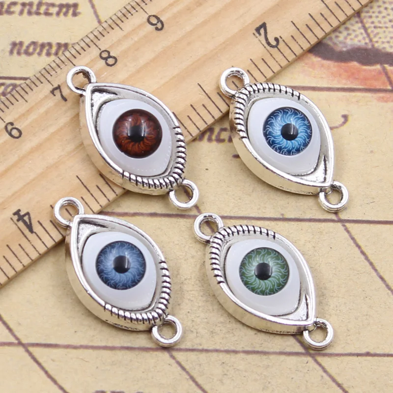 10 шт. Подвески 3 цвета s Devil Eye 30x15 мм, антикварные Разноцветные Подвески из искусственной кожи, сделай сам, ручная работа, тибетская фурнитура, ювелирный браслет