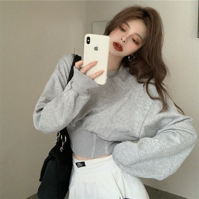 S-xl Womens Sweatshirts Spring Autumn Female Hoodies Long Sleeve O-neck  Striped Loose Drop-shoulder Ladies Top Clothes Hy45 - AliExpress