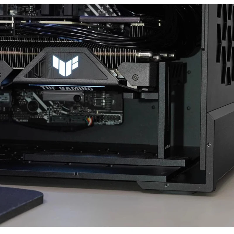 Uso Universal Placa Gráfica Suporte Vertical Vga Suporte Fixo Liga de Alumínio Completo Ajustável Multi Funcional Preto Cinzento - Imagem 3