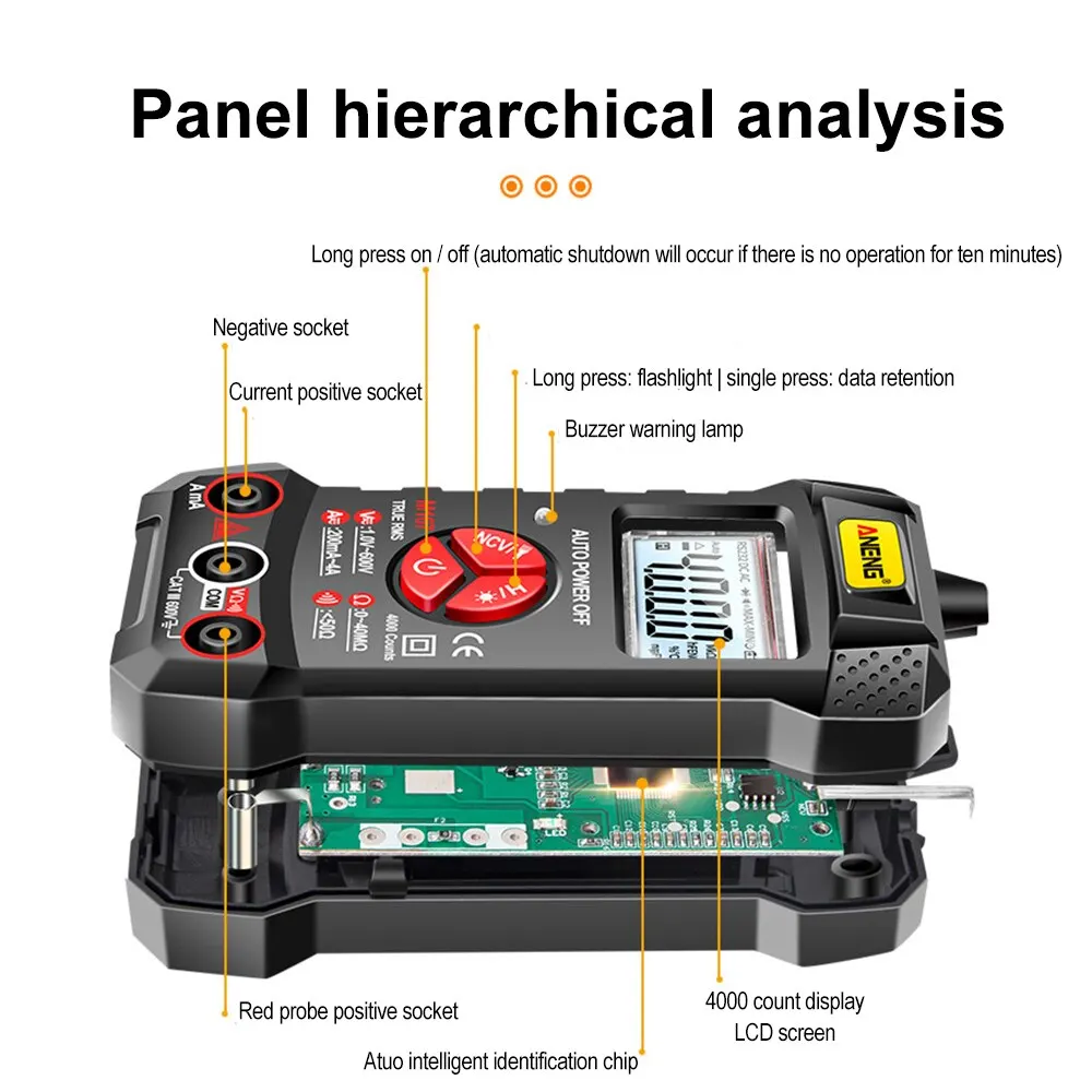 Description Picture 6 of itemANENG M167 Digital Mini Multimeter Profesional 4000 Counts AC/DC Electrical Instruments Tester Auto Range Meter Multimetro Tool
