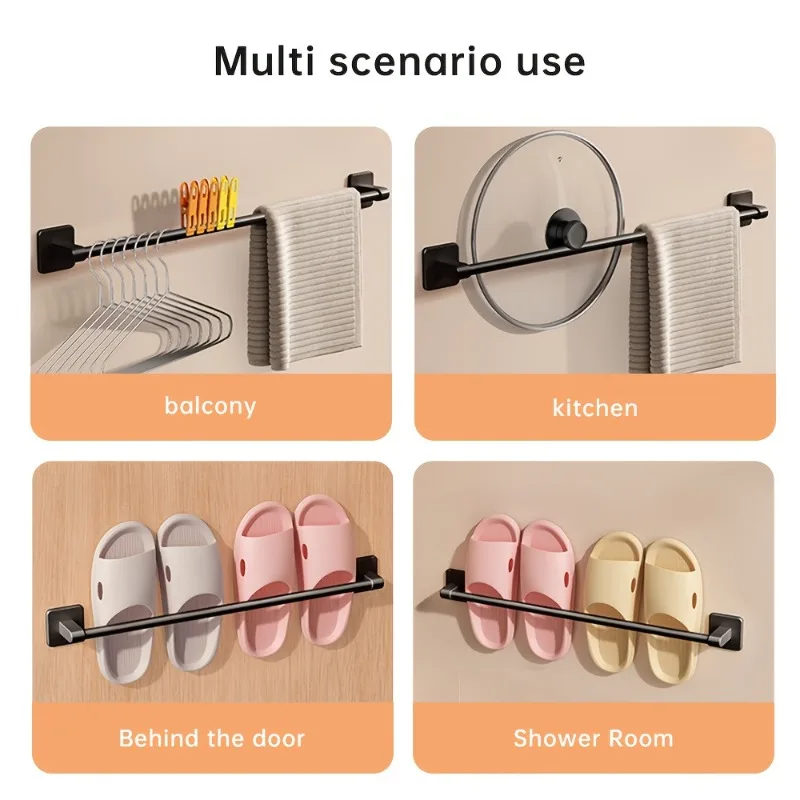White Double Towel Bar Rail, Wall Mounted Round Towel Rod - 30cm/40cm/50cm/ 60cm/70cm/80cm 304 Stainless Steel Towel Rack For Bathroom Hardware And Kitchen (Size : 80cm - View #10