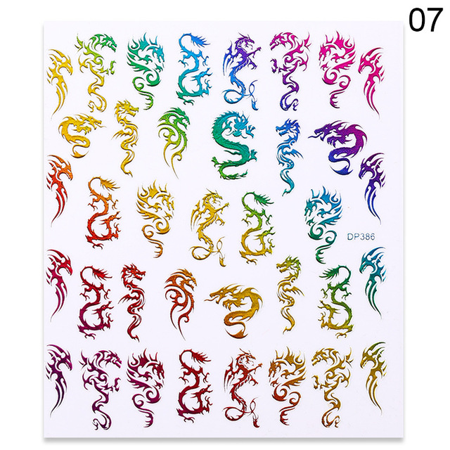 Pcs Gold 3D Nail Stickers Colorful Dragon Phoenix Transfer Sticker Adhensive Slider Decals Nail Art Decorations Manicure Wraps