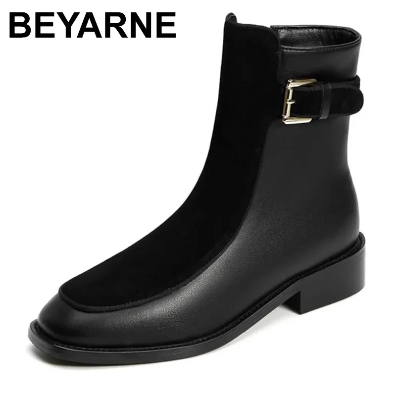 

Women Ankle Boots Genuine Leather 2023 New Autumn Fashion Booties British Style Side Zipper Ladies Chelsea Short Boots