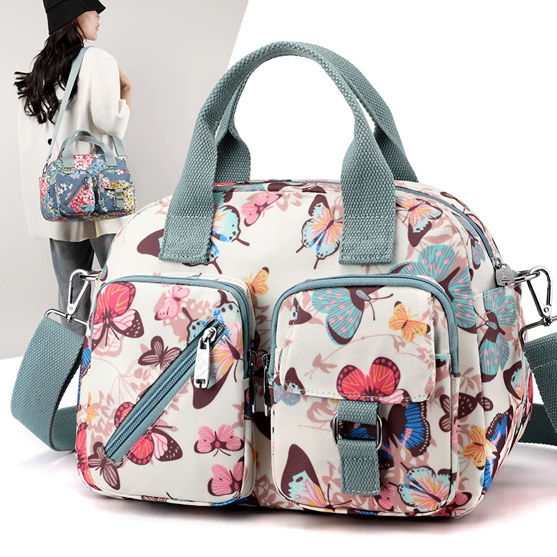 Borsa A Tracolla Donna In Nylon Con Tasche Multiple, Leggera E Versatile Per Viaggi E Uso Quotidiano - 3