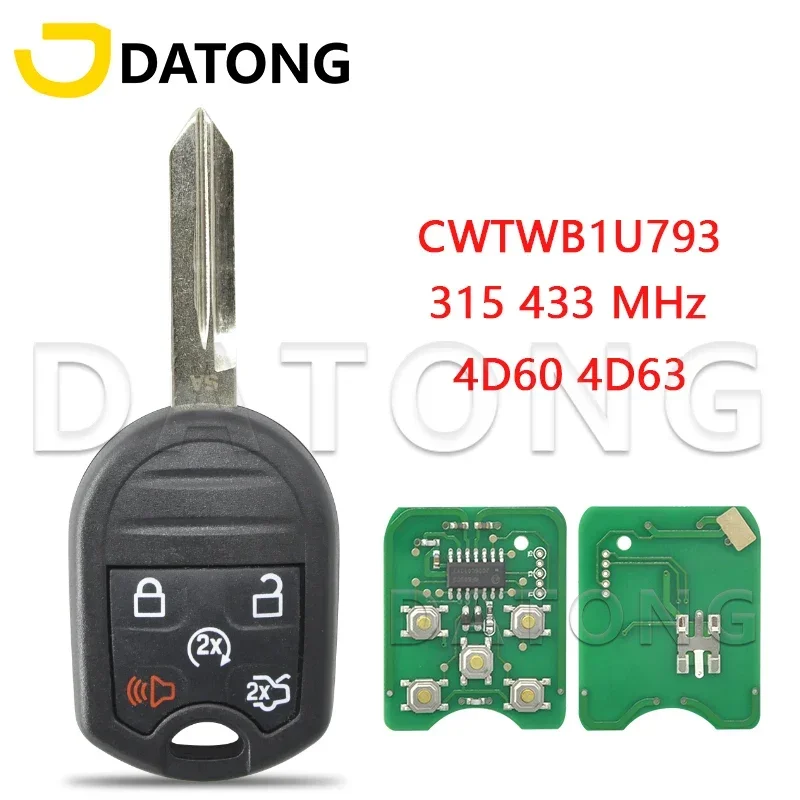 

Datong World Car Remote Key For Ford Explorer Flex Taurus FCCID OUCD6000022 315/434 Mhz 4D63 Chip Auto Smart Replace Blank