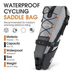 Waterproof Reflective 10L Compact Expandable Cycling Saddle Bag (Black Gray)