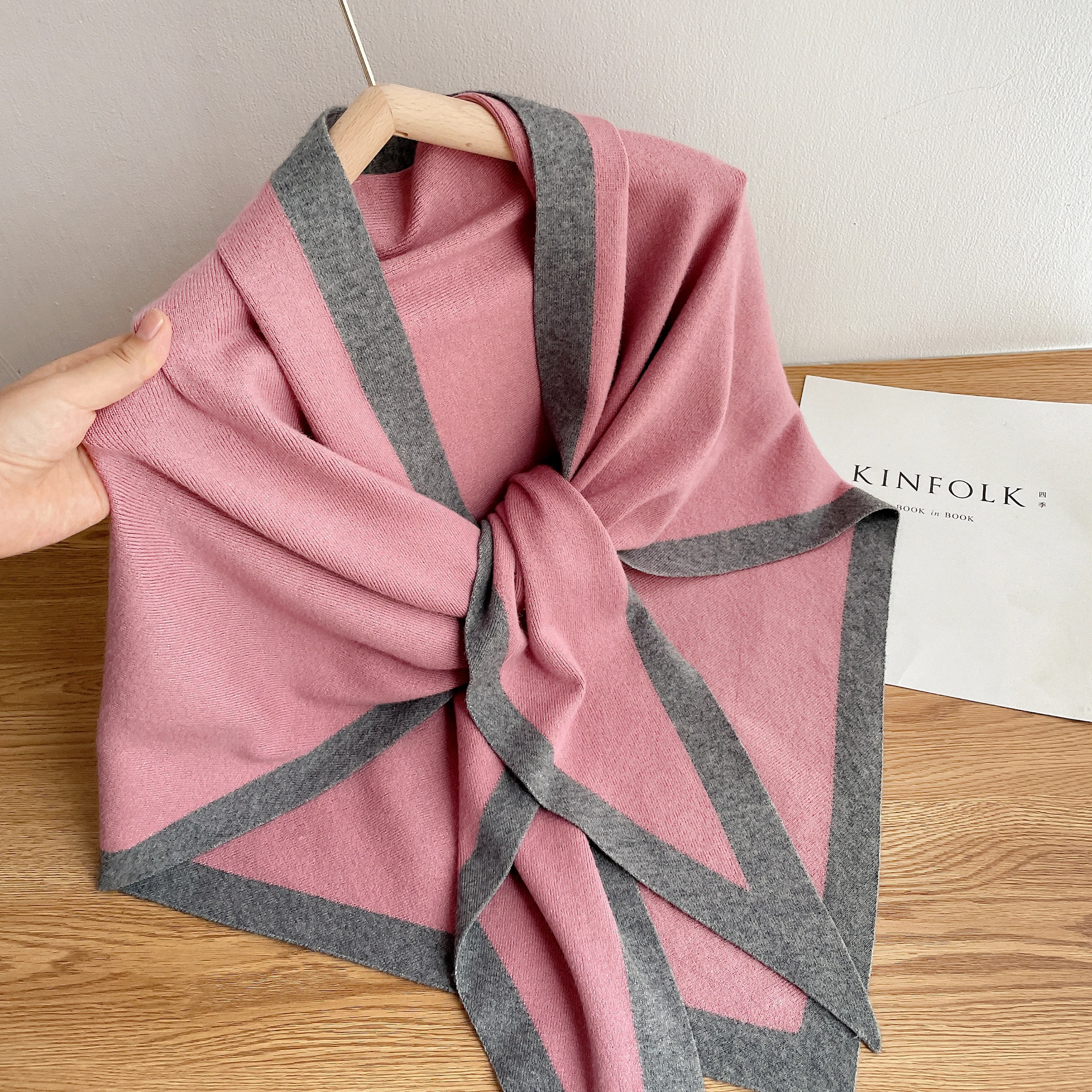 Autumn and Winter Fashion New Women's Neck Wrap Wool Blended Triangular Shawl Female Thickened With Knitted Warm Shoulder