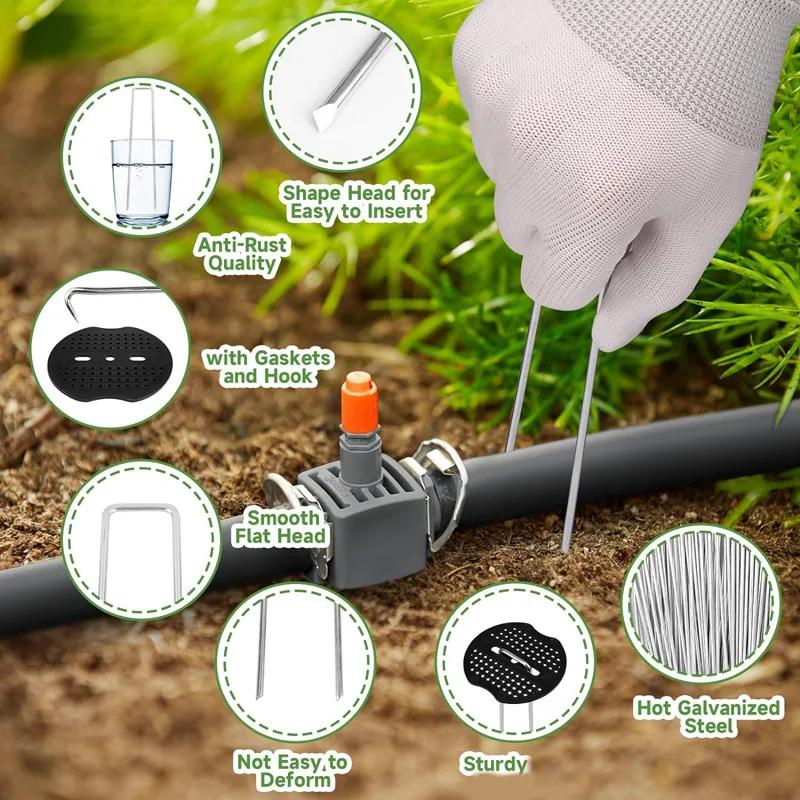 Garden Fixing Stakes Staples Gasket Fixed Ground Pegs Weed U Shaped Gardening Landscape Pins Spikes Kit For Securing Plant Weed