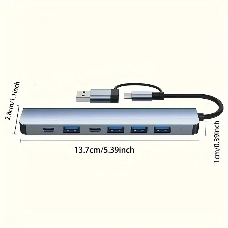 7 In 1 USB 3.0 HUB USB C HUB TYPE-C to 5 USB PD TYPE C Adapter 5Gbps Fast Speed Tramsmission USB C Docking Station For PC Laptop