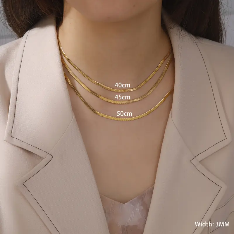 Skyrim Stainless Steel Snake Chain Necklace for Women Men Gold Color Herringbone Choker Neck Chains 2026 Trend Jewelry Gift Hot - Image 2