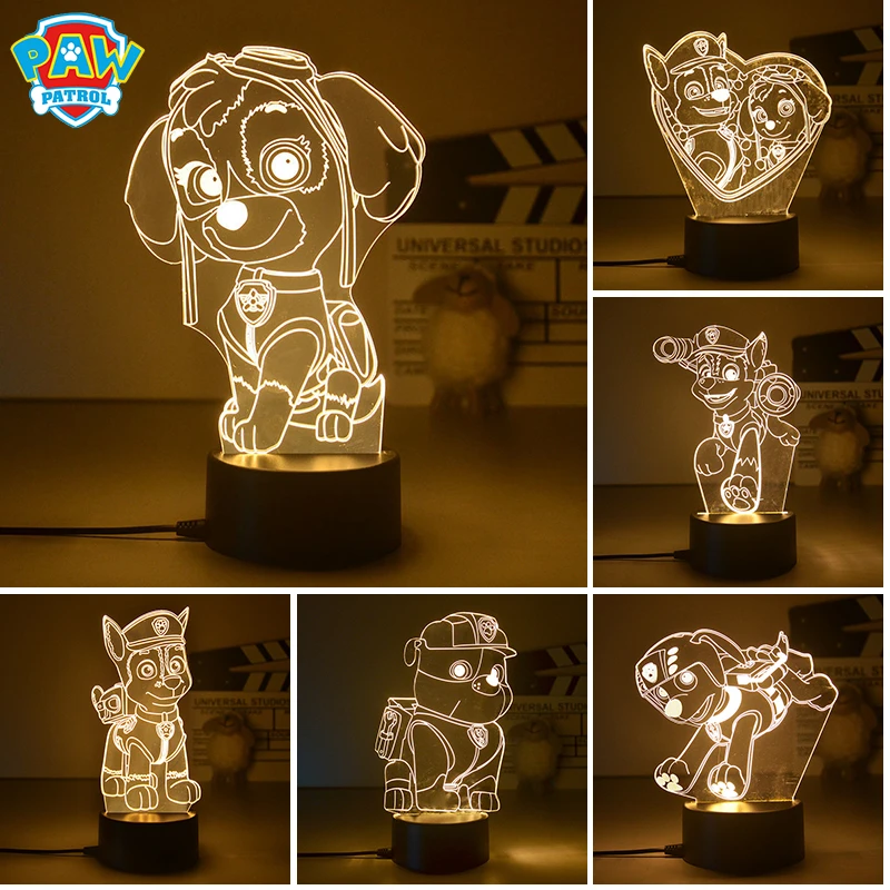 Veilleuse Paw Patrol enfants, Chase Skye, lampe de chevet mignonne