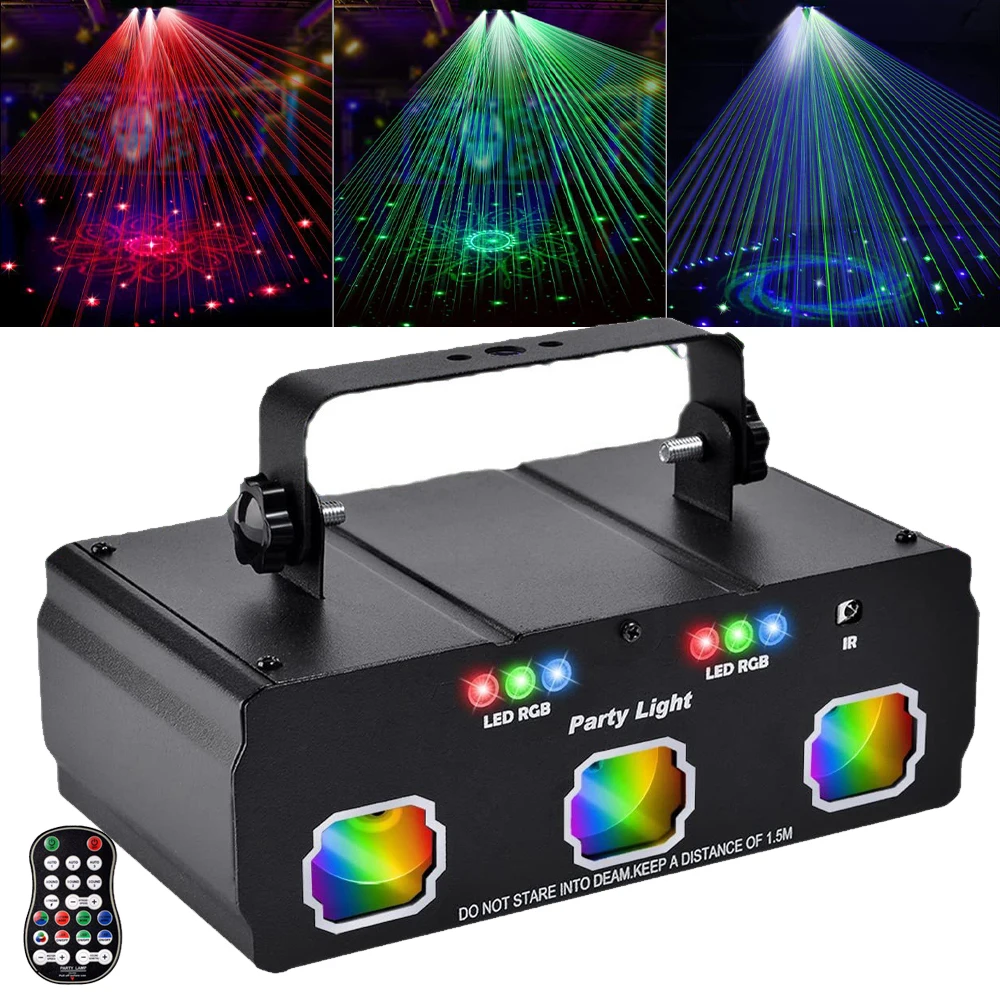 

Disco Party Lights DMX512 LED RGB Laser Projector Lighting Sound Activated Dj LED Stage Light Lazer Light for Wedding Home Decor