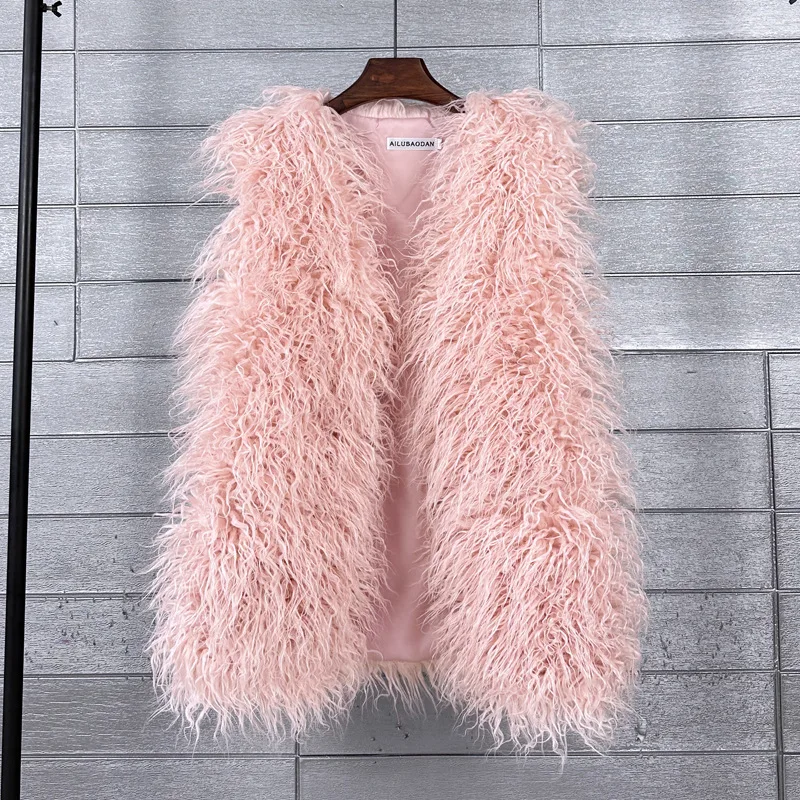 Women's Sleeveless Jacket Xintianji Women's Faux Fur Vest - Sleeveless Buckle Jacket With Pockets Winter Jacket For Women