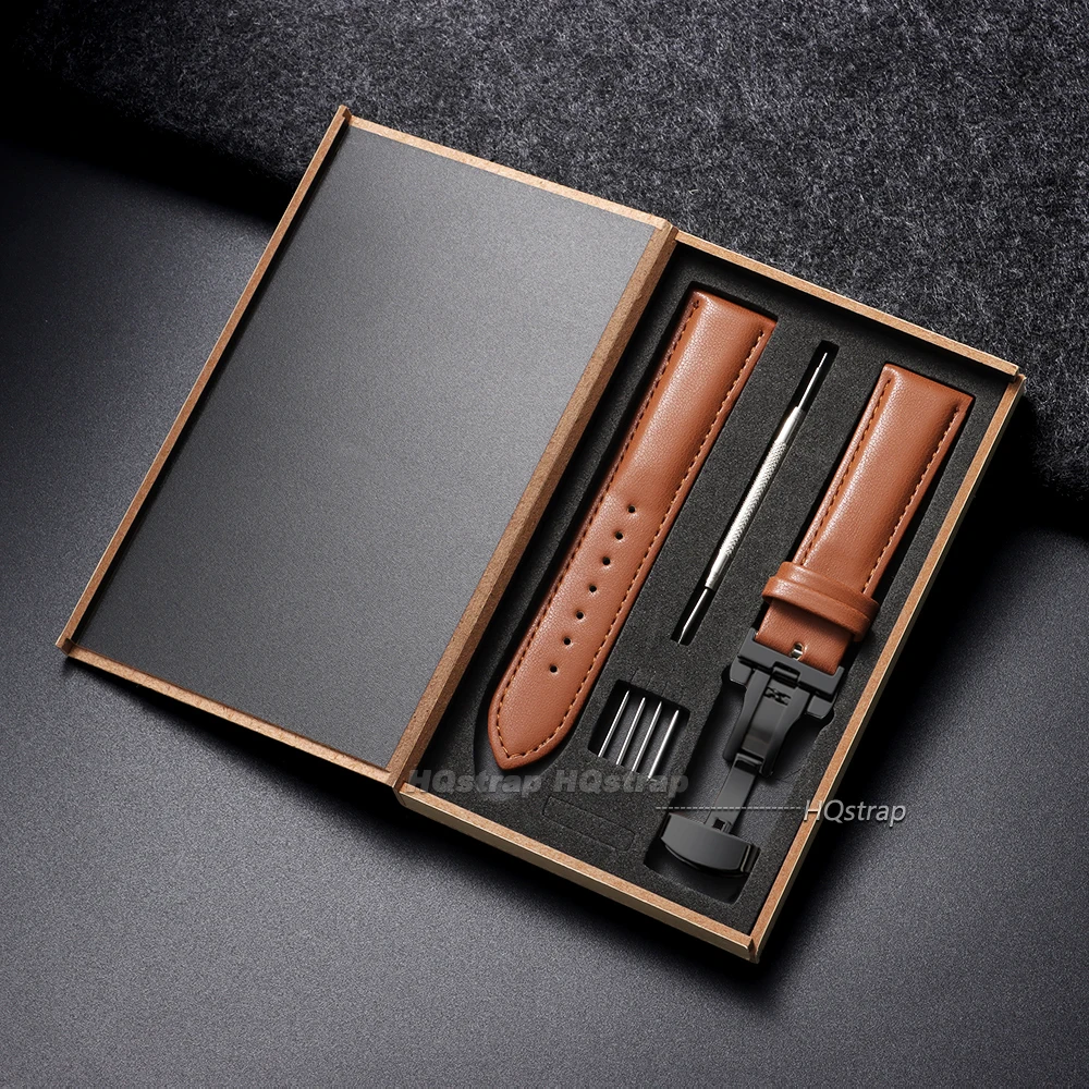 Elegant Calfskin Watch Band with Butterfly Clasp