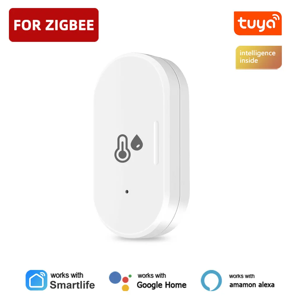 

Датчик температуры и влажности Tuya Zigbee, гигрометр для умного дома с голосовым управлением и поддержкой Alexa и Google