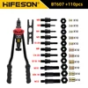 BT-607 Hand Threaded Rivet Nuts Tool Riveter with 110pcs Rivet Nuts M3 M4 M5 M6 M8 M10 M12 1/4 10-24 5/16 3/8 Rivnut Rivet Tool 1