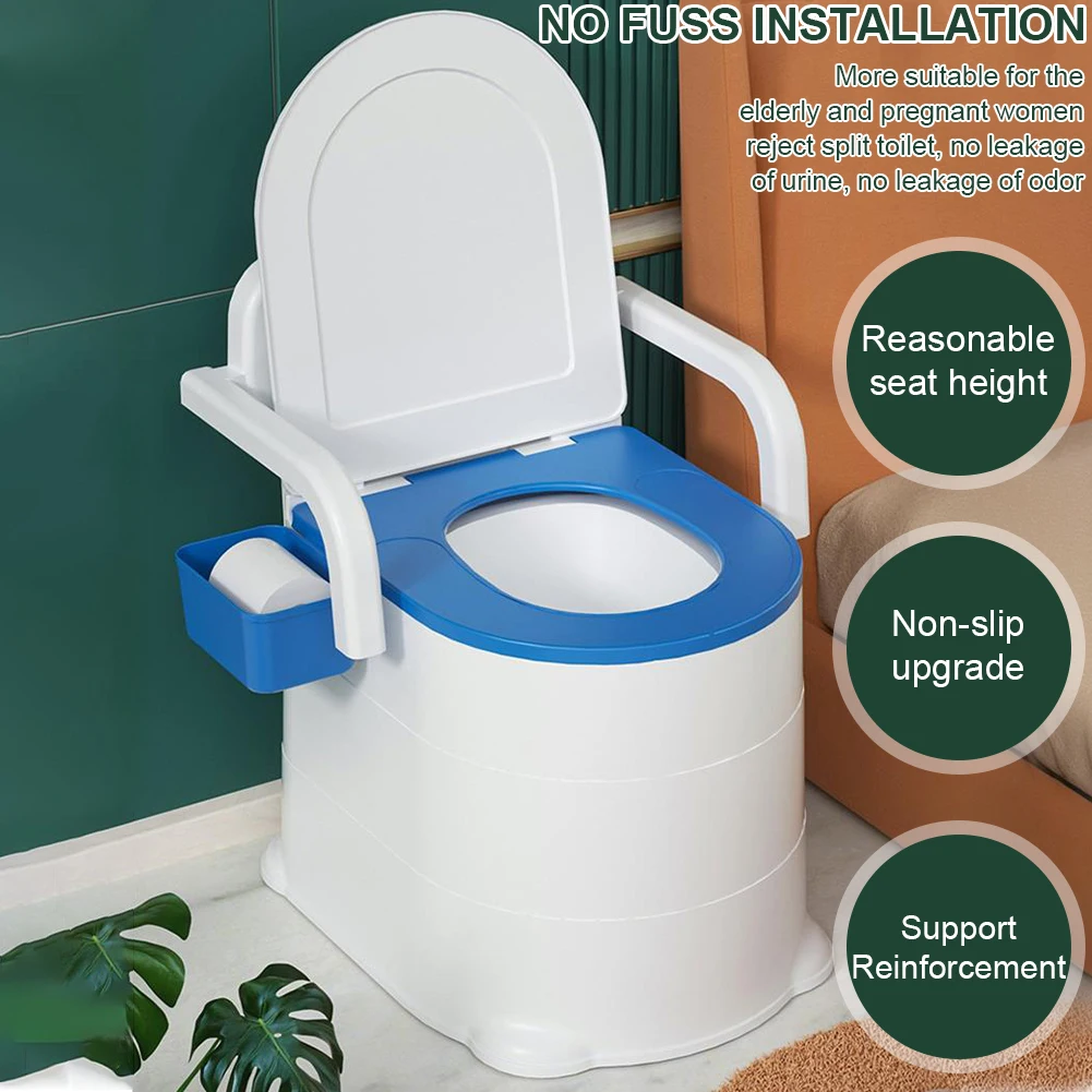 Bedside Commode Portable Squat Toilet Odor Sealed Potty Chair with Armrest Bedside Toilet Portable Commode Toilet for Seniors 5
