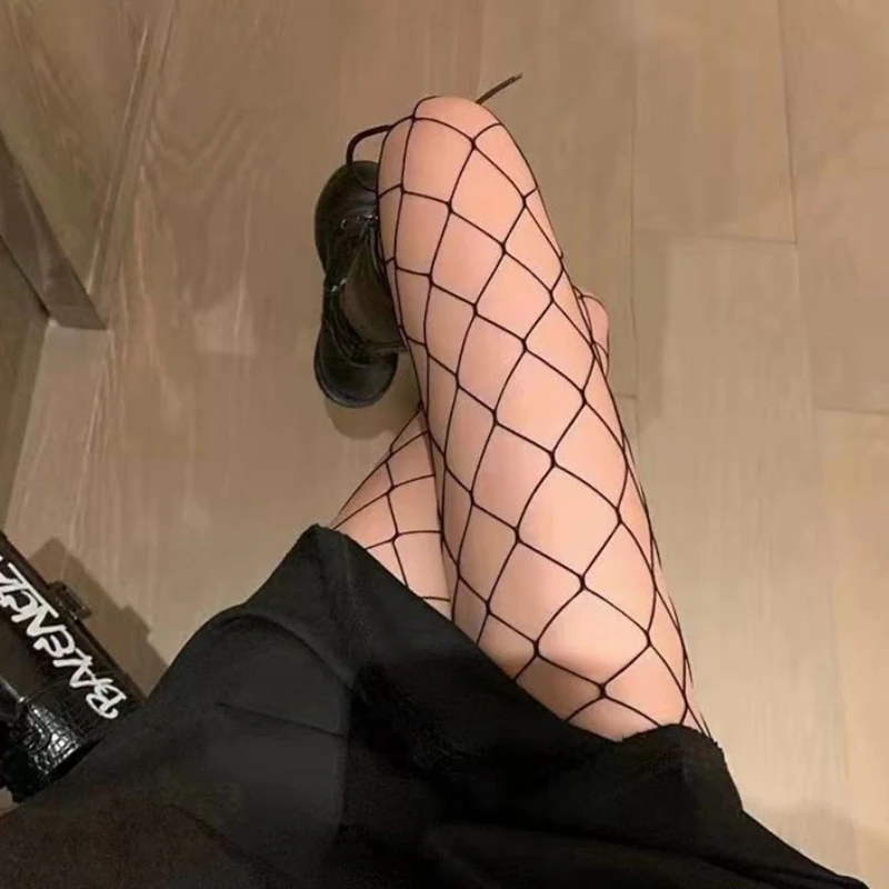 Sexy Fishnet Stockings Black Lolita Body High Socks Kawaii Long Fish Net Pantyhose Mesh Tights Lingerie Skin JK Waist Hosiery