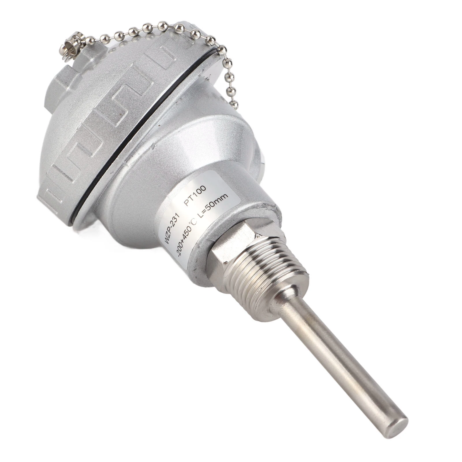 Resistance Temperature Detector PT100 Temperature Sensor Probe 1/2" NPT Thread Thermocouple Terminal Head Temperature Sensor