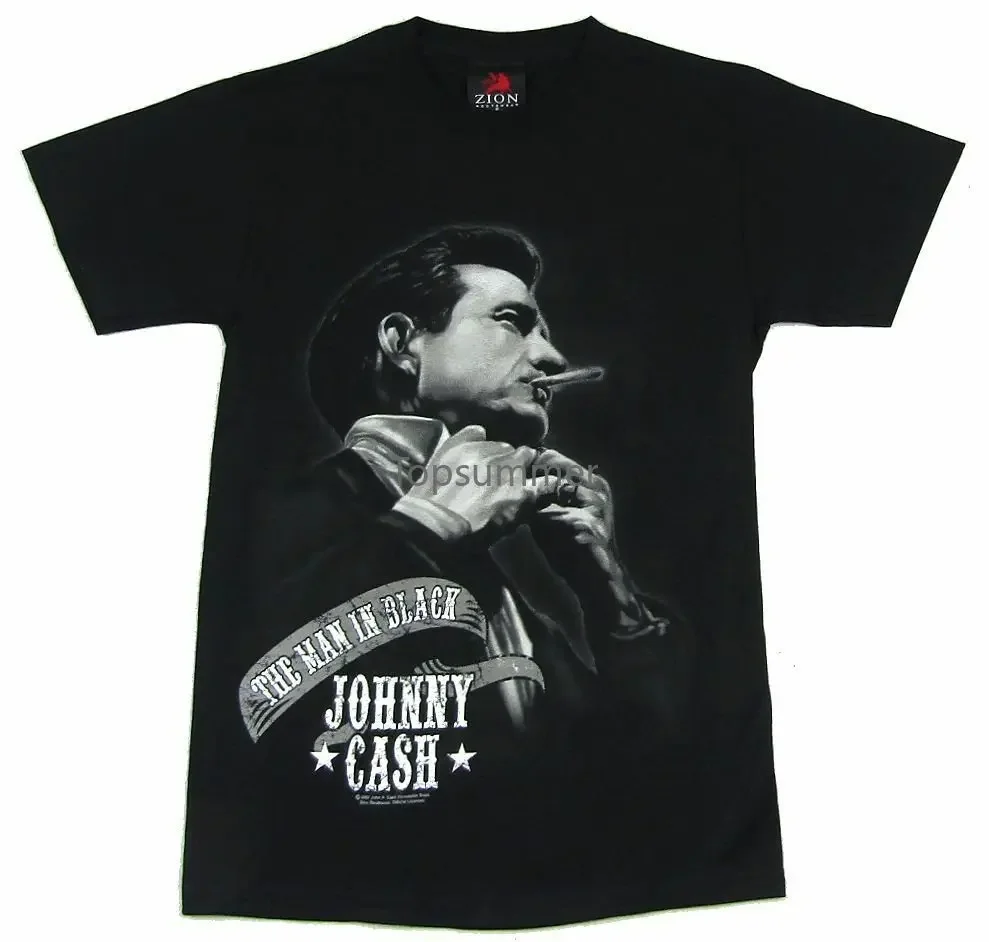 

Johnny Cash Smoking The Man In Black T Shirt New Merch Sleeve T Shirt Summer Men Tee Tops Clothing