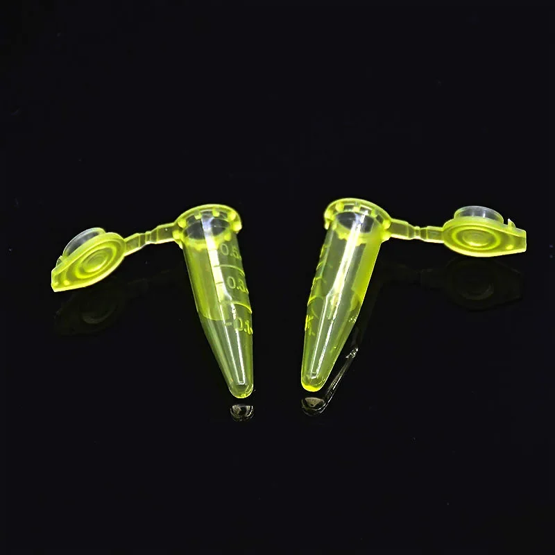 Microtubes Centrifuge Tube 0.5ml Laboratory Centrifugal PCR Tube Bottom Tip Yellow Color with Scale Locked Cover Pack of 1000/PK