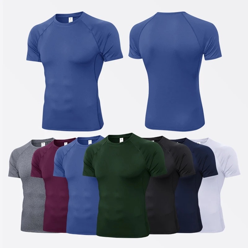 Herren-Kompressionsshirt, schnell trocknend, kurzärmelig, Sport-T-Shirt, Fitnessstudios, Lauf-T-Shirt, Herren, Outdoor, Fitness, atmungsaktiv