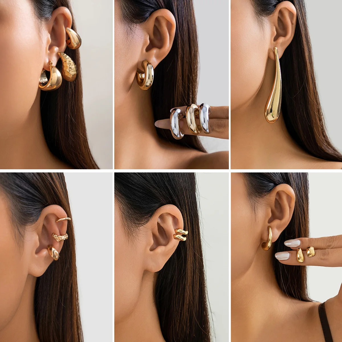 

Personality Glossy Beanie Earrings Pleated Drop Studs