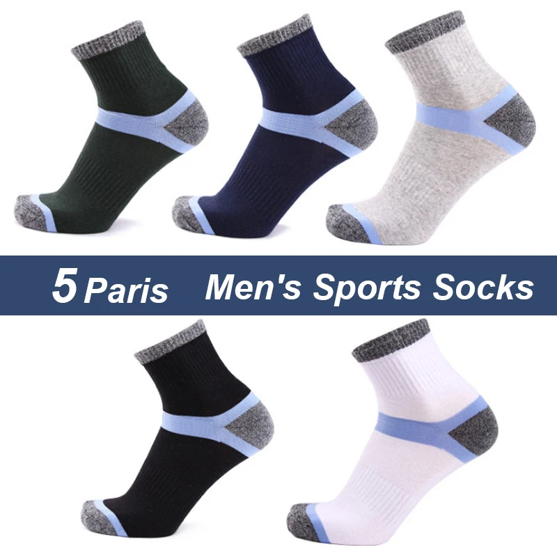 

LKWDer Brand 5Pairs Men's Cotton Socks Sports Quick-Drying Men Autumn Winter Socks Thermal for Male Outdoor Trekking EU39-45