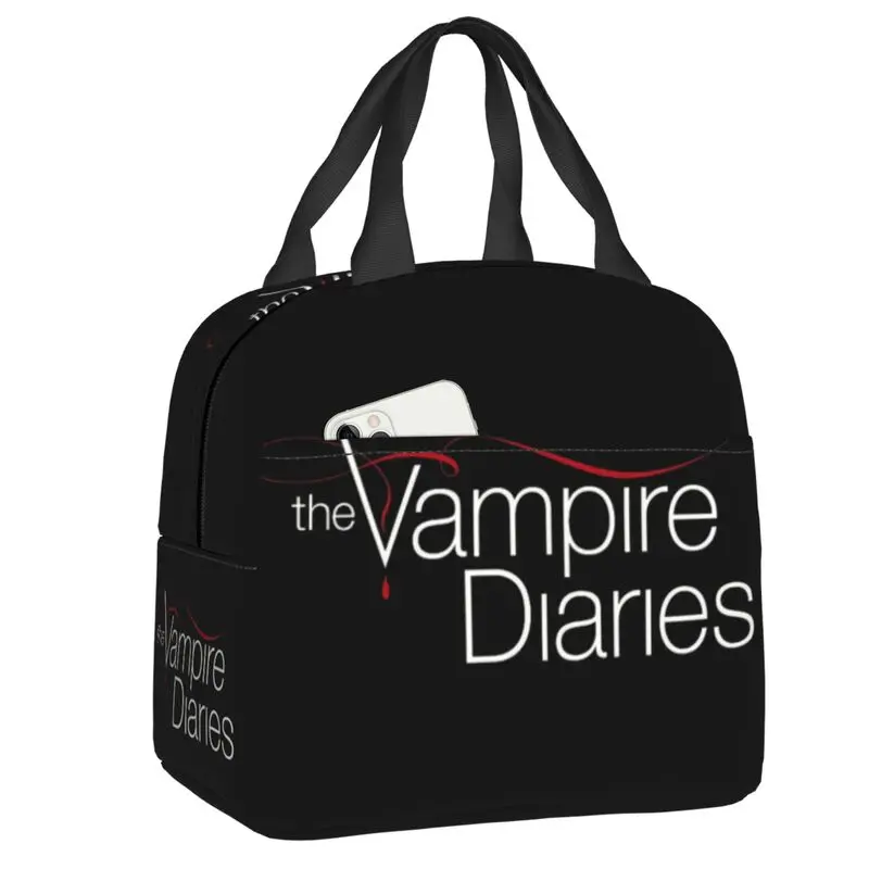 

The Vampire Diaries Insulated Lunch Bags for Work School Somerhalder Waterproof Thermal Cooler Lunch Box Women Children