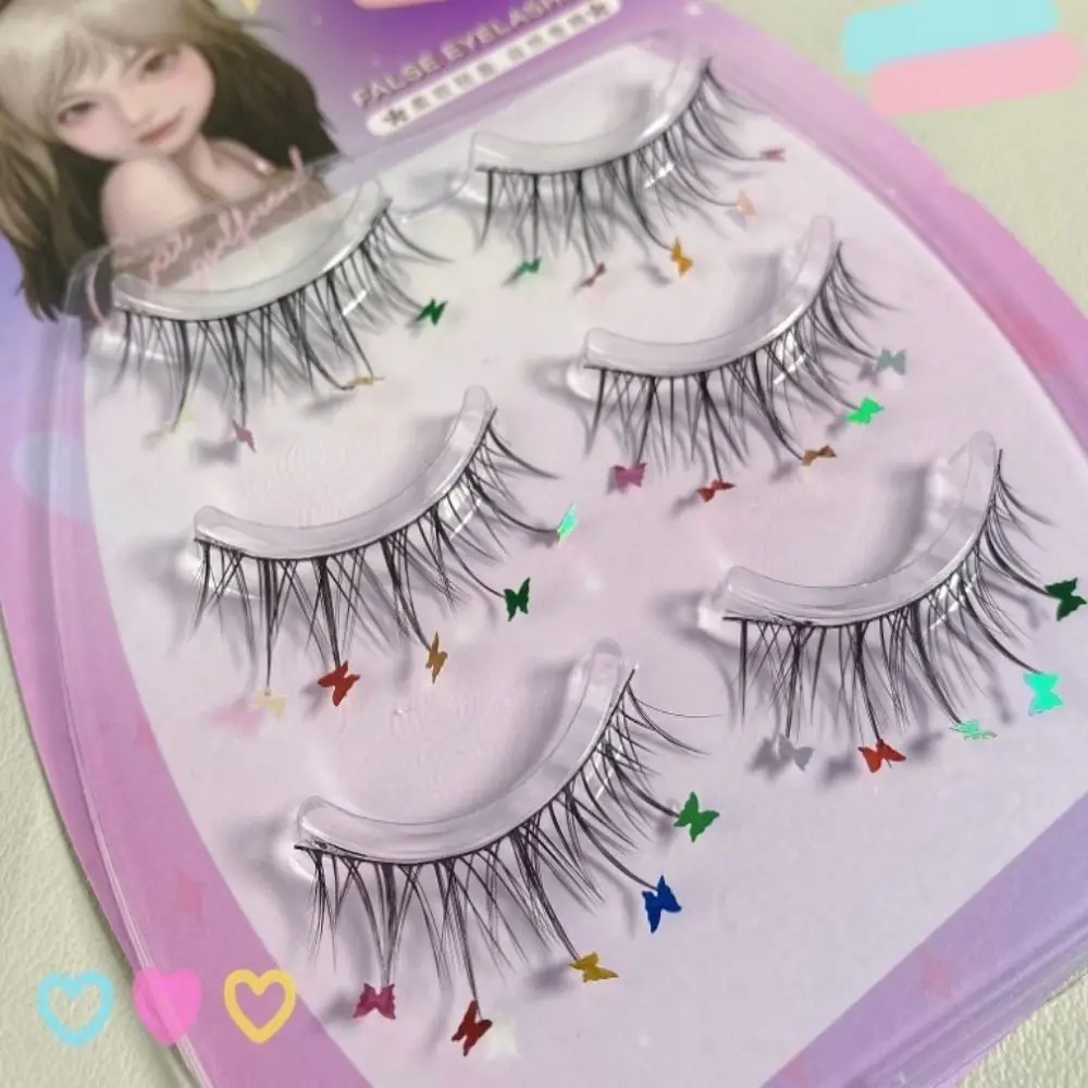 

3 Pairs Sequins Butterfly Eyelash Extension Glitter Makeup Party Stage Drama Colored Lashes Decoration Manga False Eyelash