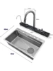 Integrated Waterfall Kitchen Sink Honeycomb Technology Large Digitial Display Stainless Steel Water Filter Cup Washer 6