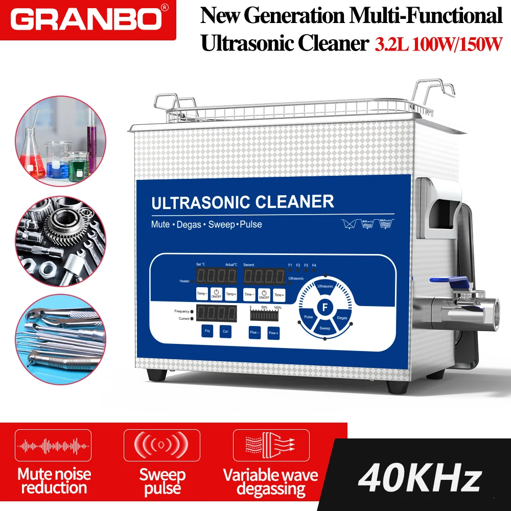 

Intelligent Ultrasonic Cleaner 3.2L 100/150W Sweep Frequency Pulse Noise Reduction Washer Bath for Dental Laboratory 3D Print